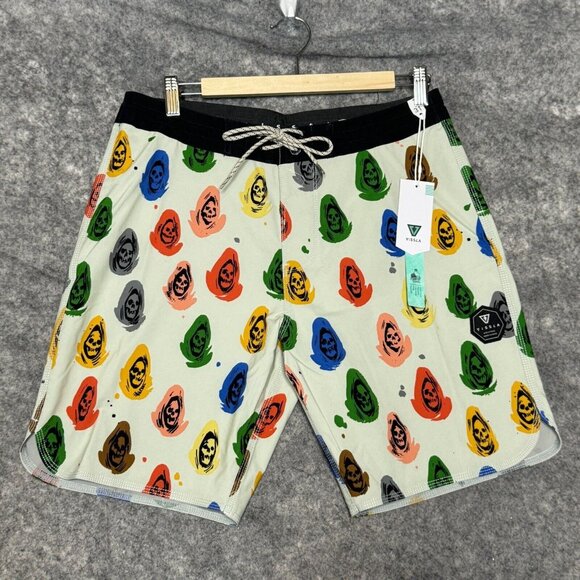 Vissla Board Shorts Mens 31 Nathan Kostechko Rainbow Skull Lost Souls $69 NEW